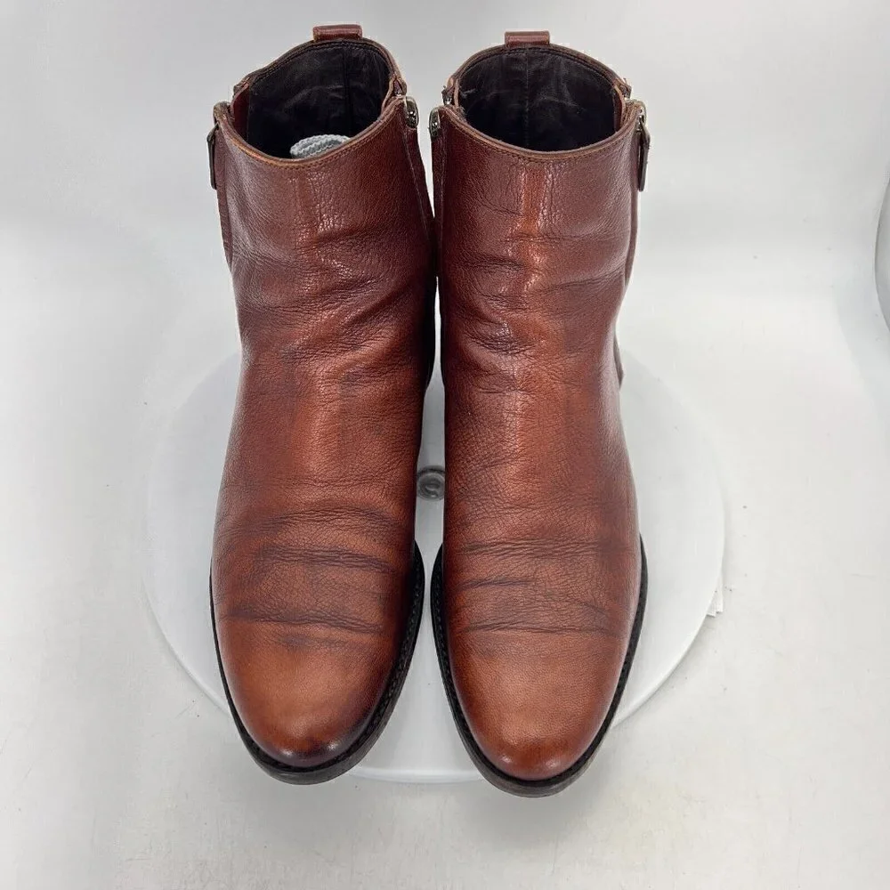 Sergio Rossi Chelsea Women Size US 7 UK 6 Ankle Boot Brown Leather Side Zip